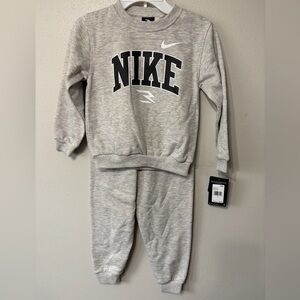 Nike Boy’s Gray 2pc Set with Black Lettering and White Swoosh